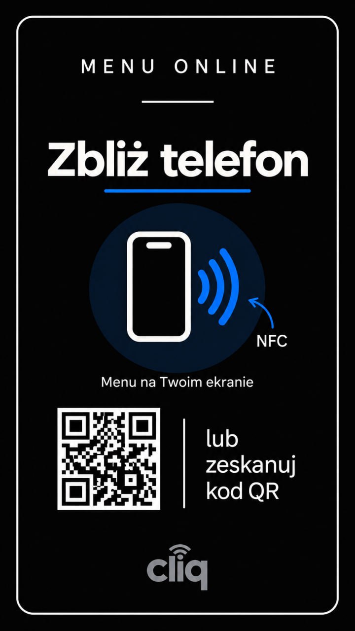 Tabliczka NFC/QR — Menu online